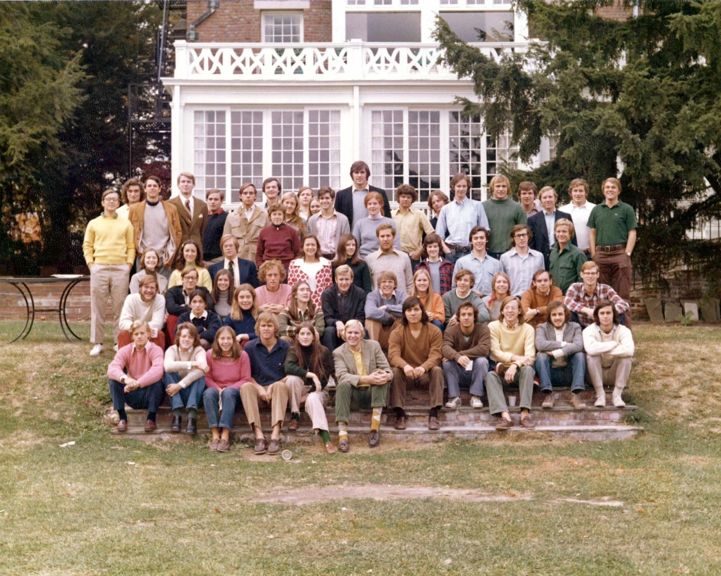 Cap and Gown members gathered in the back yard in 1974
